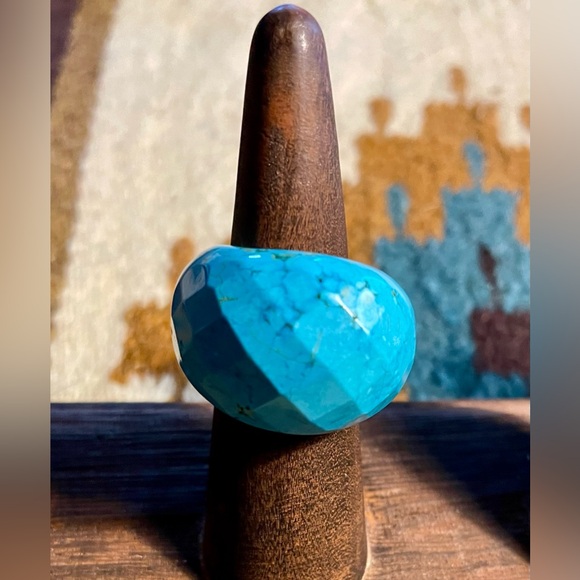 Jewelry - Natural Turquoise Dome Ring Solid SZ 6-7 weighs 15.6 Grams. One of a kind Ring